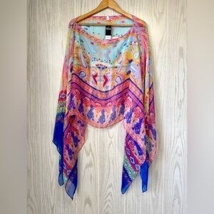 Bijoux Terner Chiffon Poncho Sheer Multicolor One Size